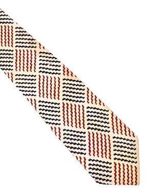 Vintage Arrow White Blue Red Geometric Stripes Squares Tie Necktie 3.25 x 48